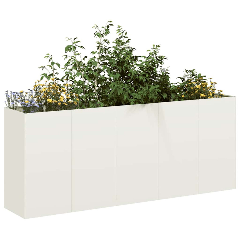 vidaXL Plantenbak 200x40x80 cm koudgewalst staal wit afbeelding 1