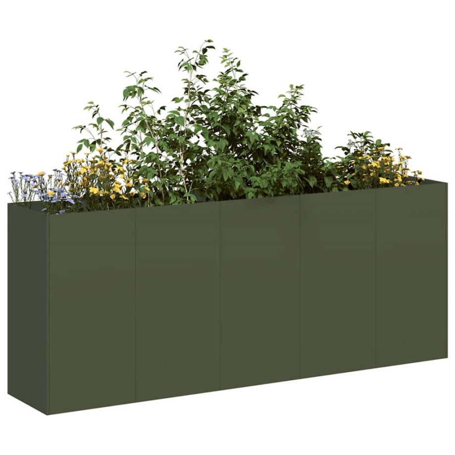 vidaXL Plantenbak 200x40x80 cm koudgewalst staal olijfgroen afbeelding 1