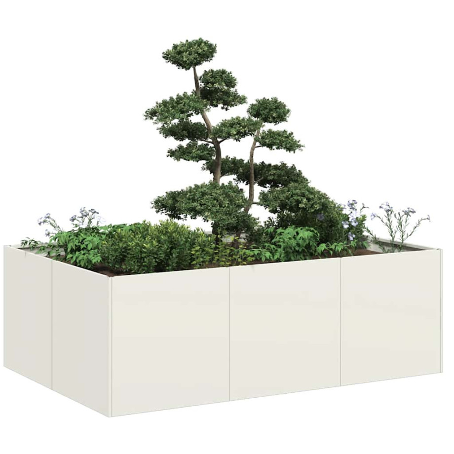 vidaXL Plantenbak 120x80x40 cm staal wit afbeelding 1