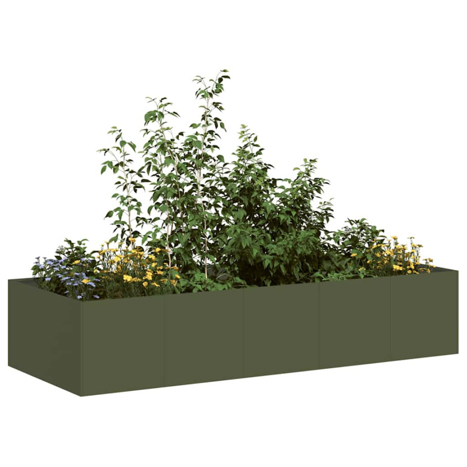 vidaXL Plantenbak 200x80x40 cm staal olijfgroen afbeelding 1