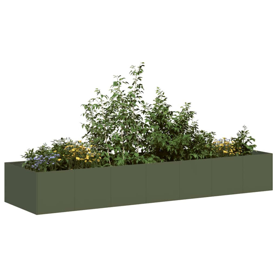 vidaXL Plantenbak 280x80x40 cm staal olijfgroen afbeelding 1