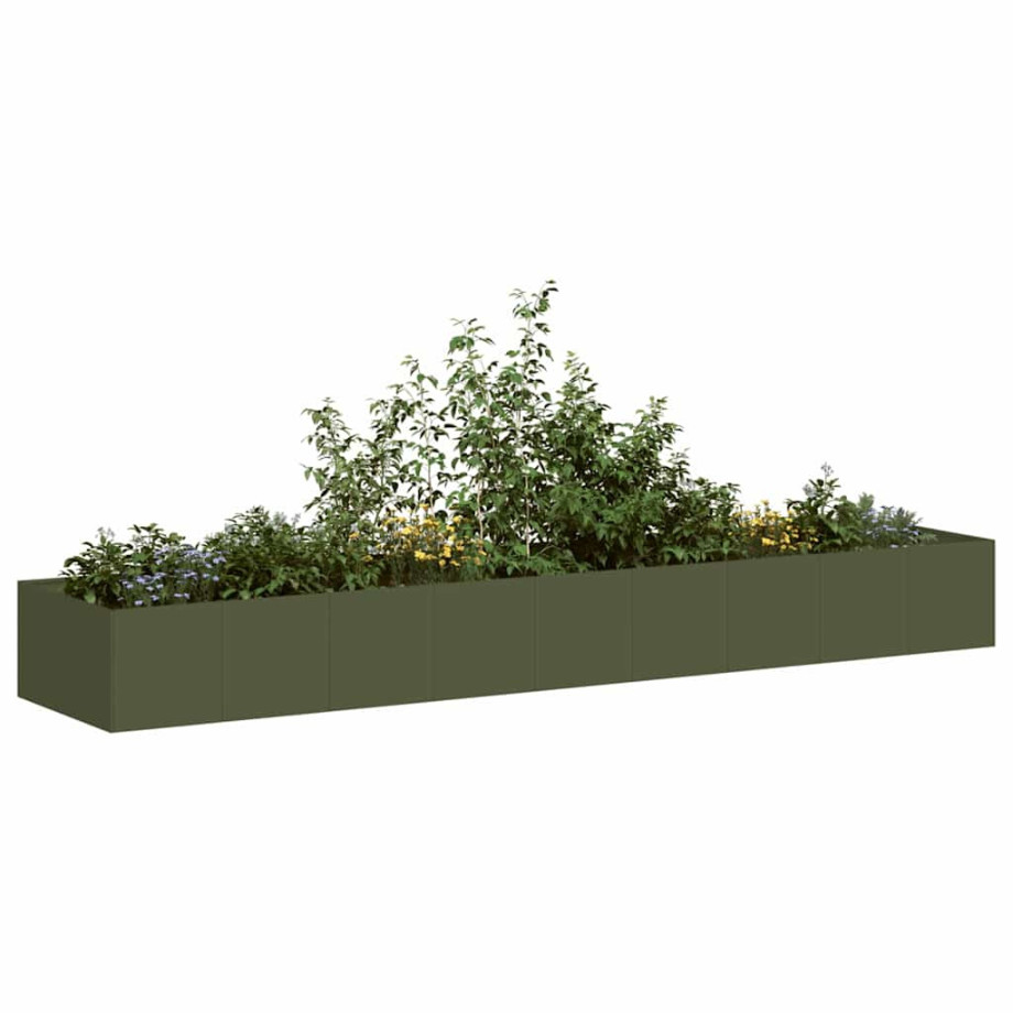 vidaXL Plantenbak 360x80x40 cm staal olijfgroen afbeelding 1