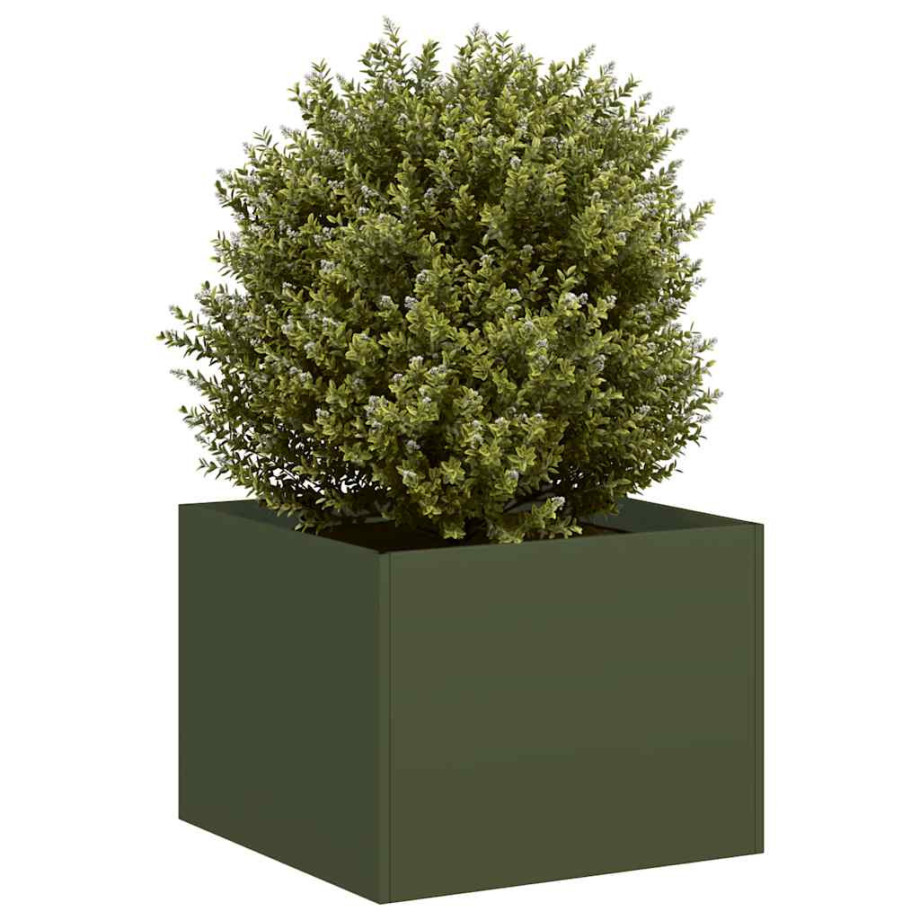 vidaXL Plantenbak 40x40x30 cm staal olijfgroen afbeelding 1