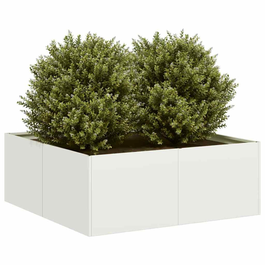 vidaXL Plantenbak 80x80x30 cm staal wit afbeelding 1