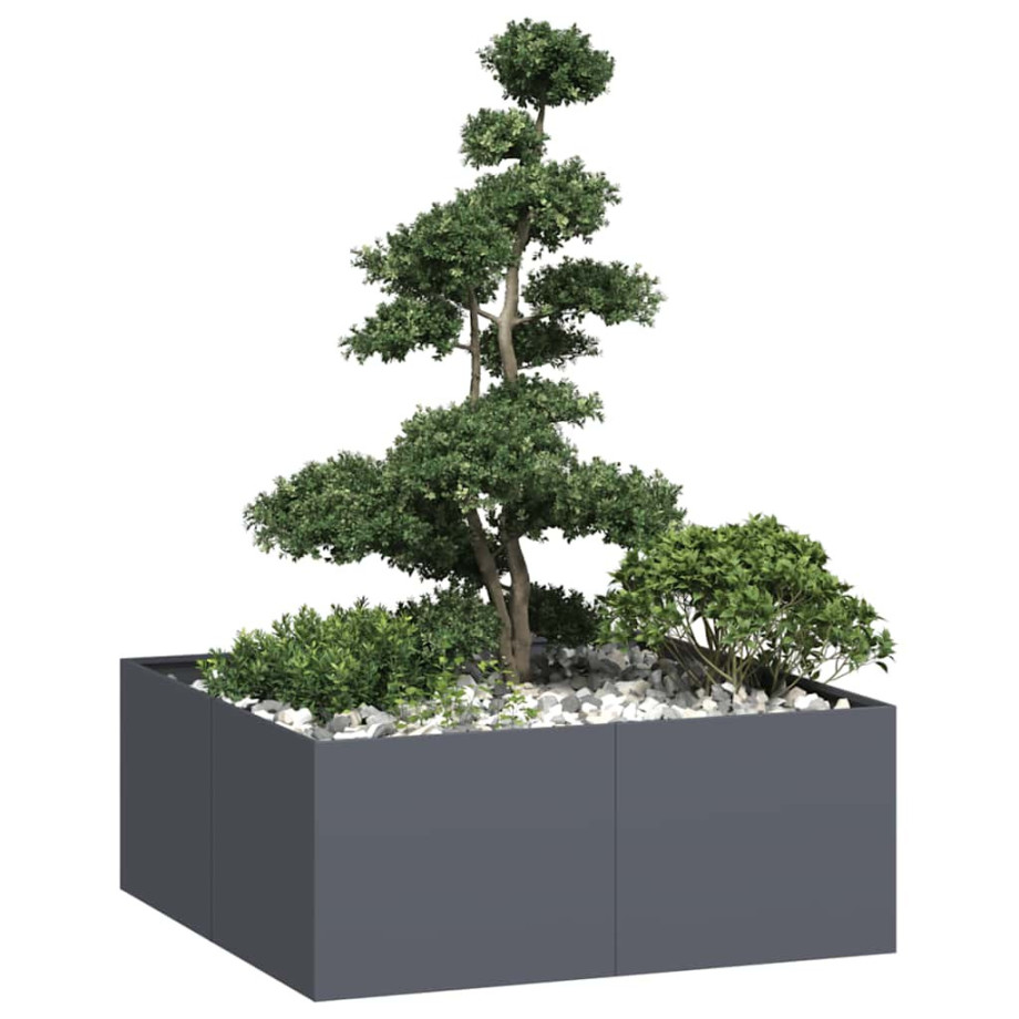 vidaXL Plantenbak 100x100x40 cm staal antracietkleurig afbeelding 1