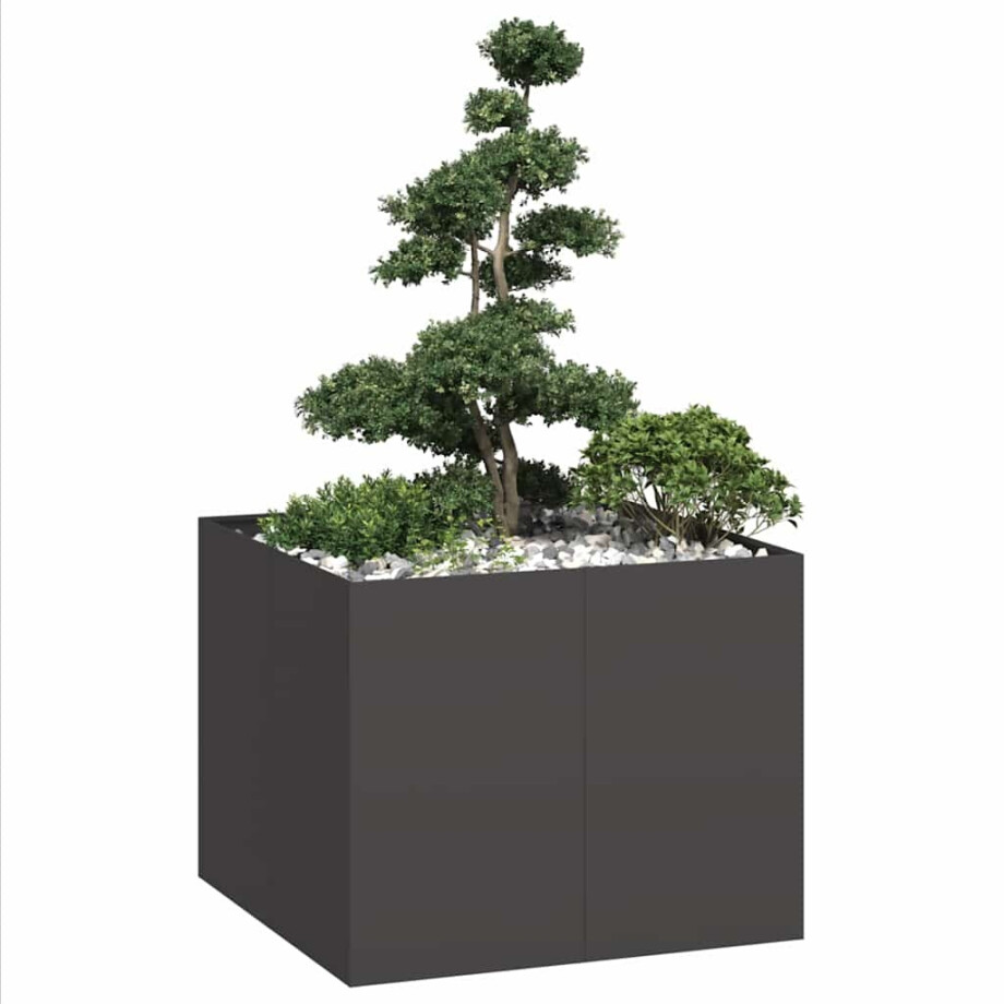 vidaXL Plantenbak 100x100x80 cm staal zwart afbeelding 1