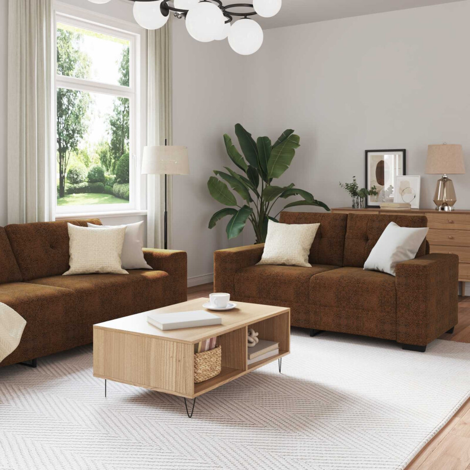 vidaXL Bank 3 pcs Bruin 221 x 80 x 80 cm Linnen-mix stof afbeelding 1