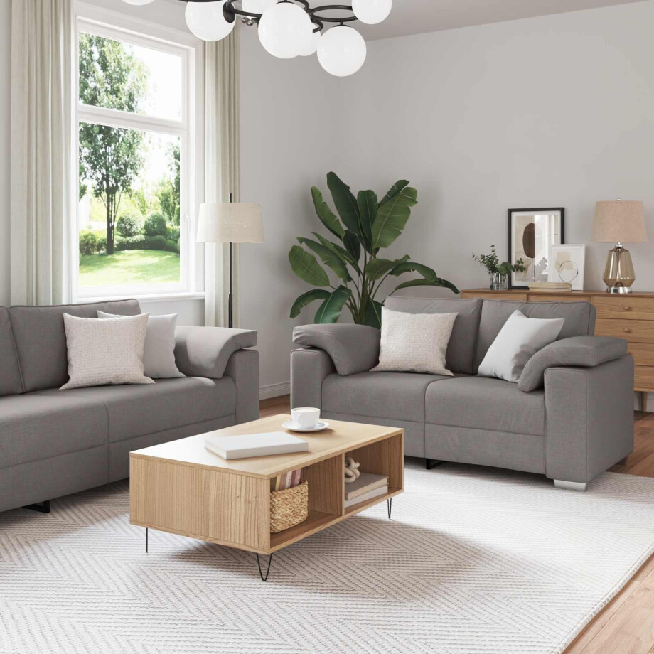 vidaXL Bank 3 pcs Taupe 219 x 80 x 82 cm Linnen-mix stof afbeelding 1