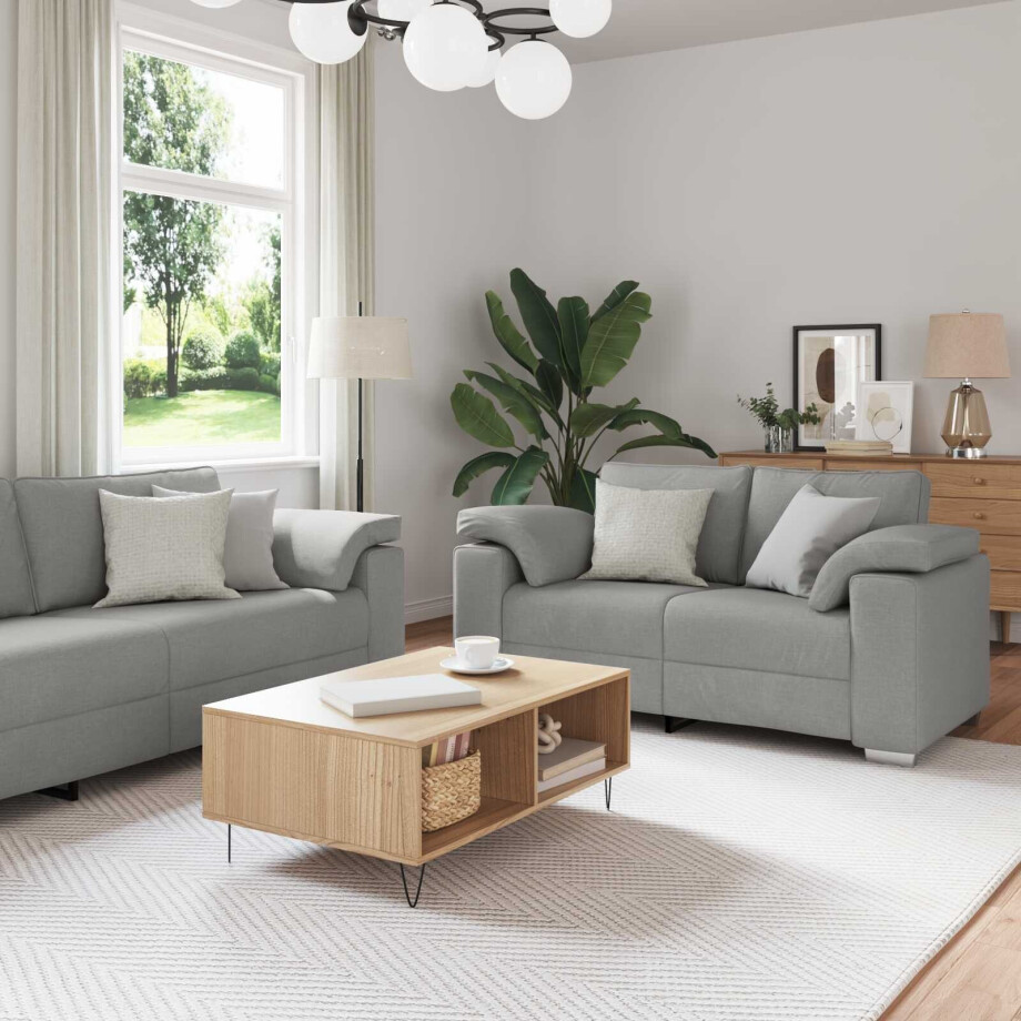 vidaXL Bank 3 st Wolkengrijs Linnen-mix stof vidaXL Bank 3 st Wolkengrijs Linnen-mix stof afbeelding 1