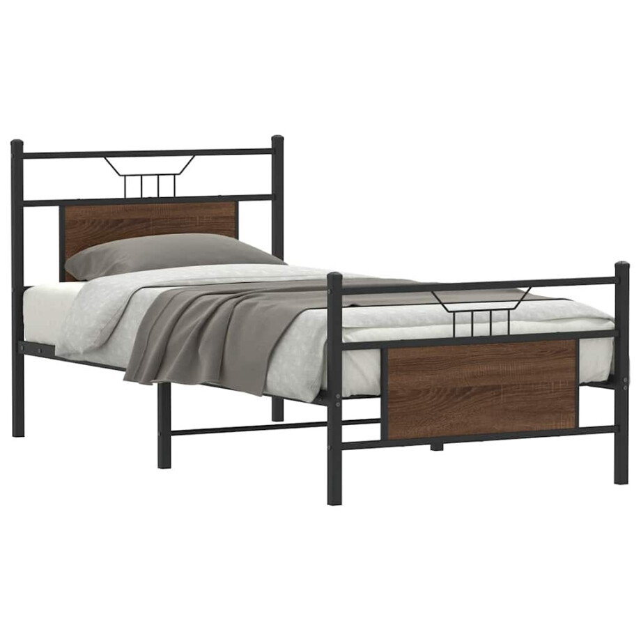 vidaXL Bedframe zonder matras bewerkt hout bruin eikenkleur 90x190 cm afbeelding 1