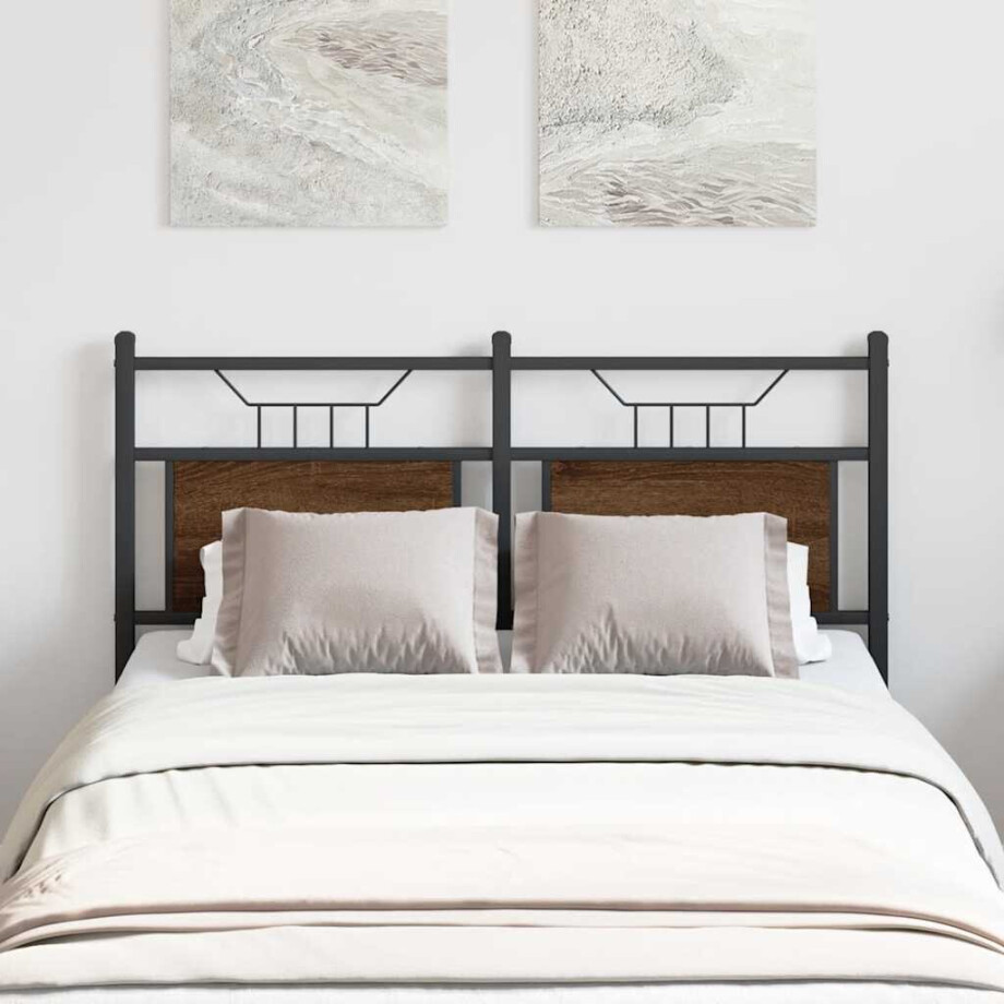 vidaXL Hoofdbord 120 cm bewerkt hout en staal bruin eikenkleurig vidaXL Hoofdbord 120 cm bewerkt hout en staal bruin eikenkleurig afbeelding 1