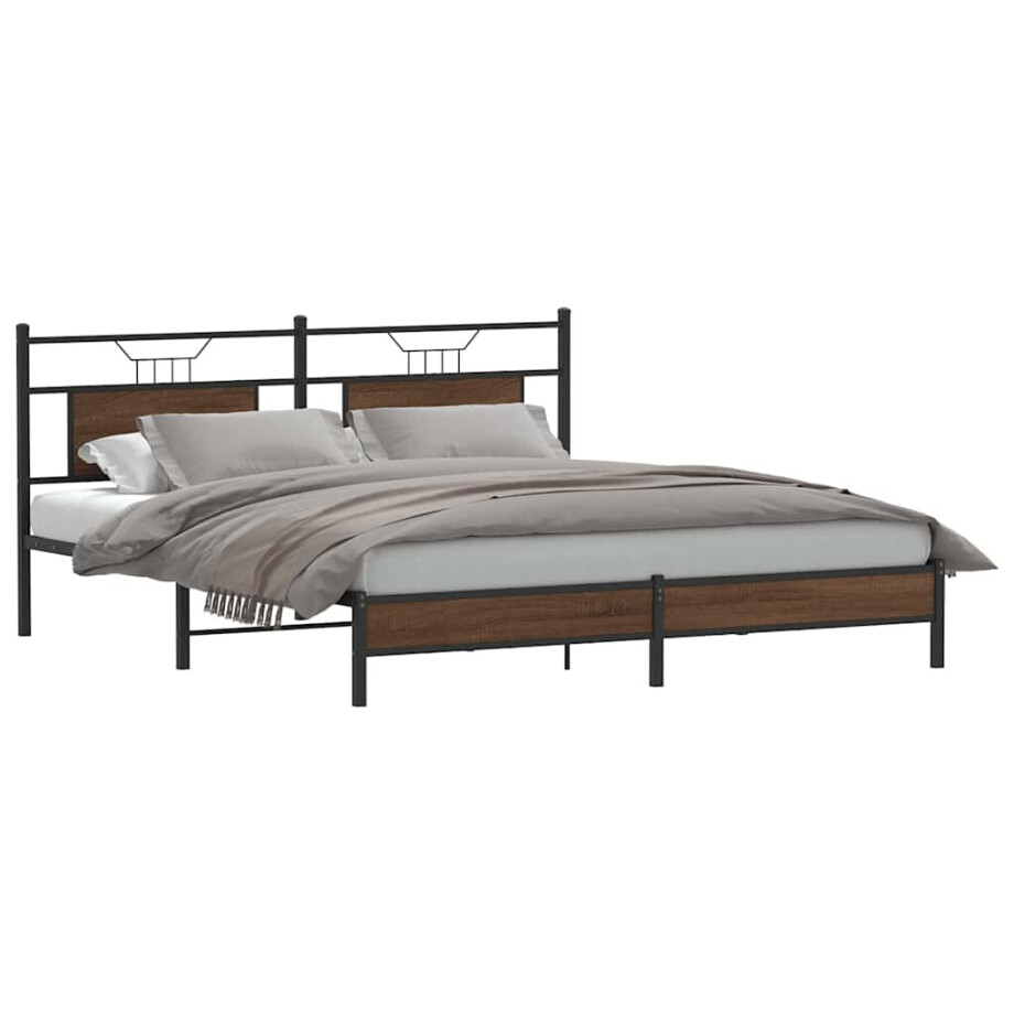 vidaXL Bedframe zonder matras bewerkt hout bruin eikenkleur 160x200 cm afbeelding 1