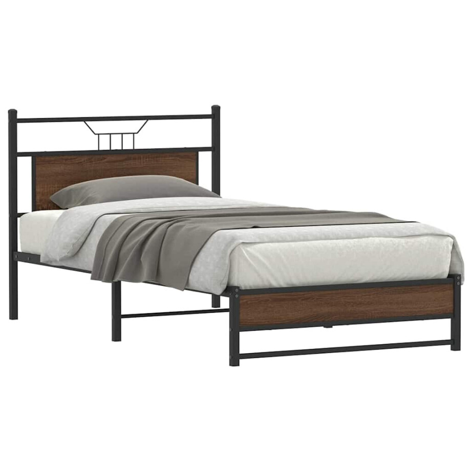vidaXL Bedframe zonder matras bewerkt hout bruin eikenkleur 100x200 cm afbeelding 1