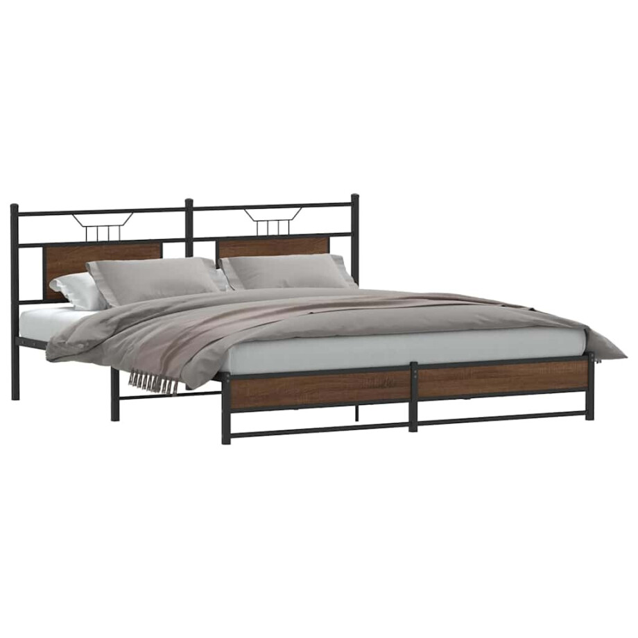 vidaXL Bedframe zonder matras bewerkt hout bruin eikenkleur 160x200 cm afbeelding 1