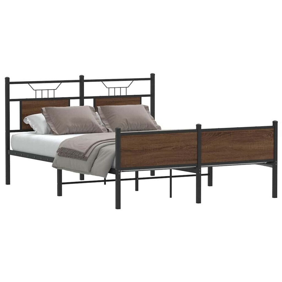 vidaXL Bedframe zonder matras bewerkt hout bruin eikenkleur 137x190 cm afbeelding 1