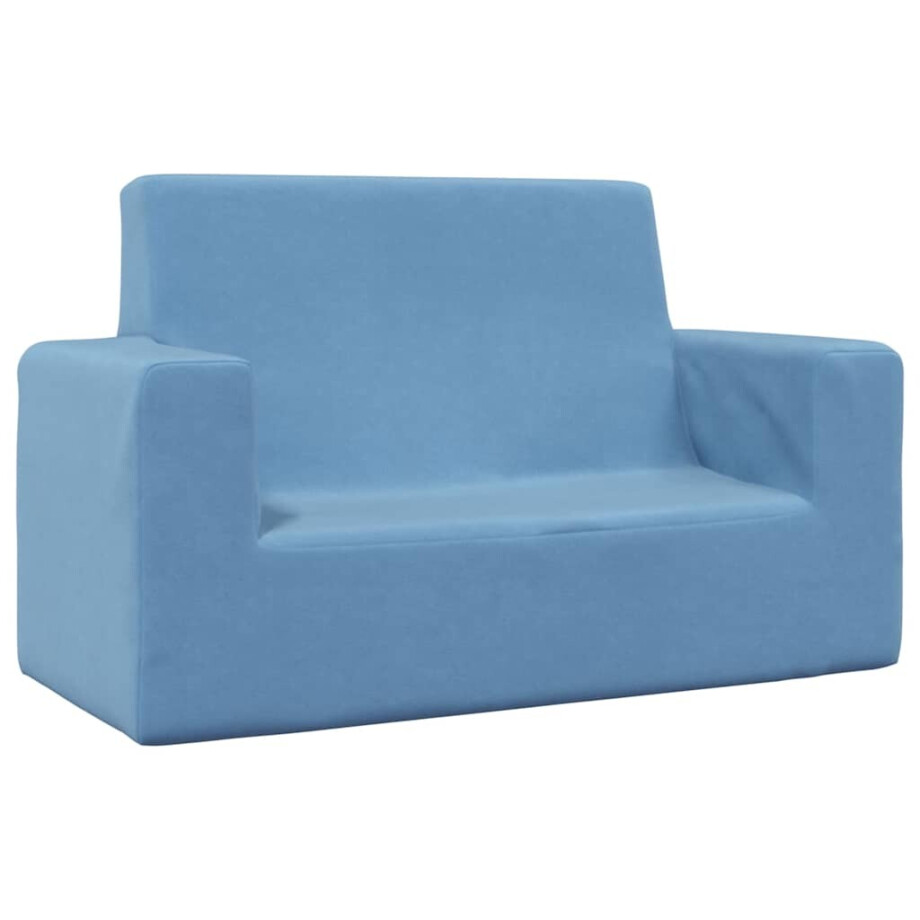 vidaXL Kinderbank 2-zits zacht pluche blauw vidaXL Kinderbank 2-zits zacht pluche blauw afbeelding 1