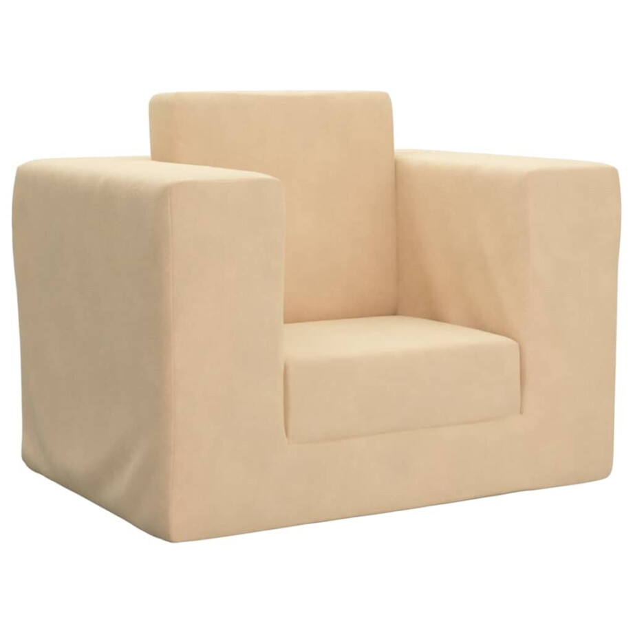 vidaXL Kinderslaapbank zacht pluche crèmekleurig vidaXL Kinderslaapbank zacht pluche crèmekleurig afbeelding 1