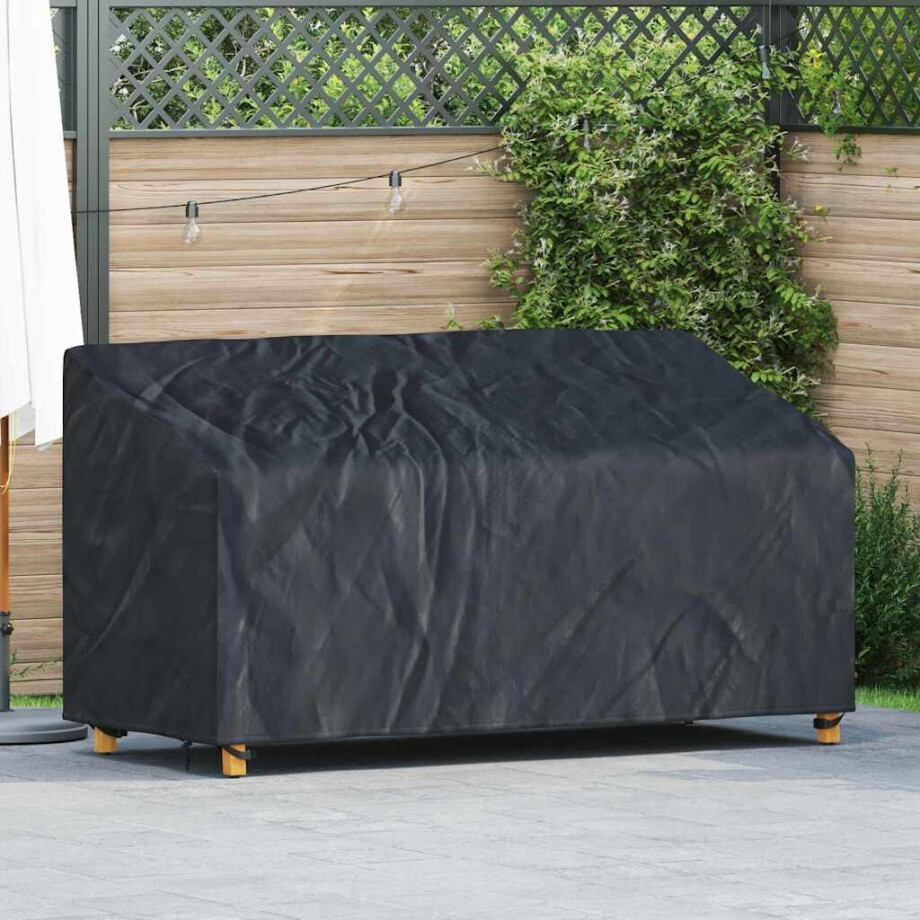 vidaXL Tuinbankhoes Zwart 185 x 85 x 65 / 94 cm 420D stof afbeelding 1