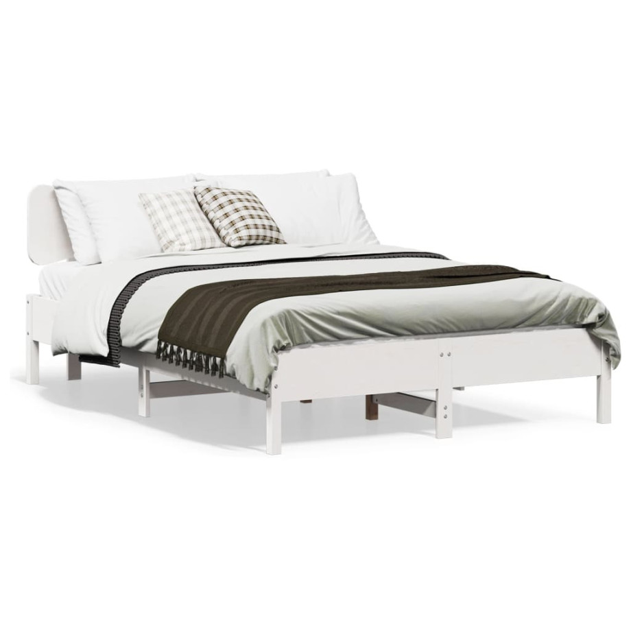 vidaXL Bedframe zonder matras massief grenenhout wit 140x190 cm vidaXL Bedframe zonder matras massief grenenhout wit 140x190 cm afbeelding 1