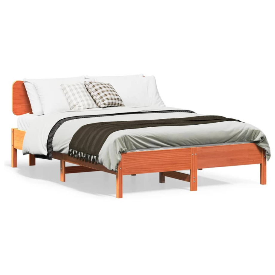 vidaXL Bed met matras massief grenenhout wasbruin 140x190 cm afbeelding 1