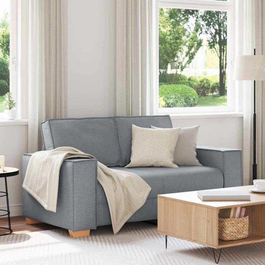 vidaXL 2-zitsbank Lichtgrijs 120 cm Stof afbeelding 1