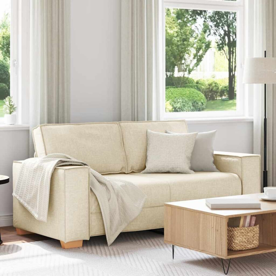 vidaXL 2-zitsbank Linnen 140 cm vidaXL 2-zitsbank Linnen 140 cm afbeelding 1