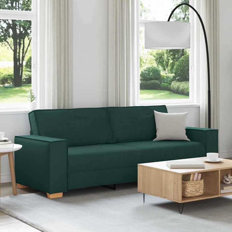 vidaXL 3-Zits Bank Donkergroen 220 cm Stof vidaXL 3-Zits Bank Donkergroen 220 cm Stof afbeelding 1