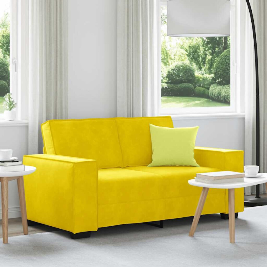 vidaXL Tweezitsbank 120 cm fluweel geel afbeelding 1