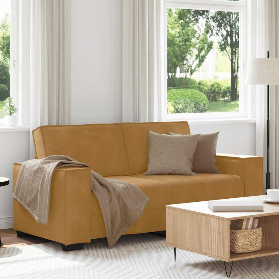vidaXL Tweezitsbank 180x78x84 cm stof bruin afbeelding 1