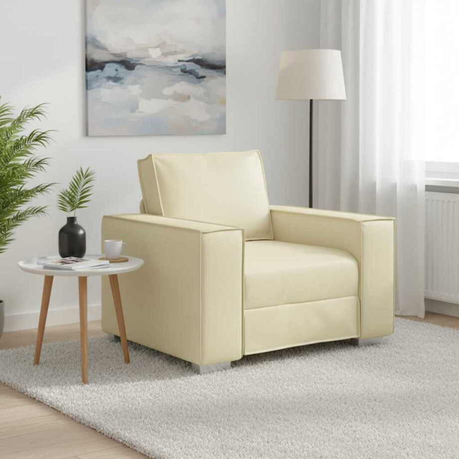 vidaXL Sofa Stoel Crème 100 cm Nep Leer afbeelding 1