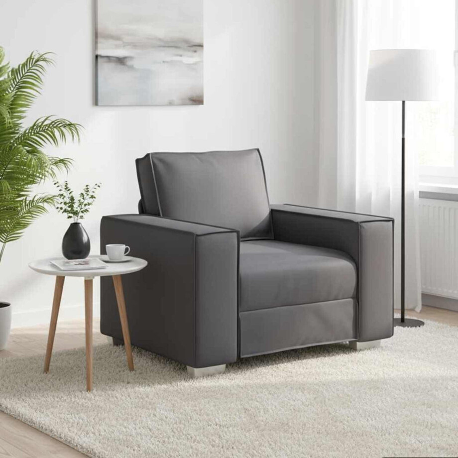 vidaXL Sofa Stoel Grijs 100 cm Nep Leer vidaXL Sofa Stoel Grijs 100 cm Nep Leer afbeelding 1