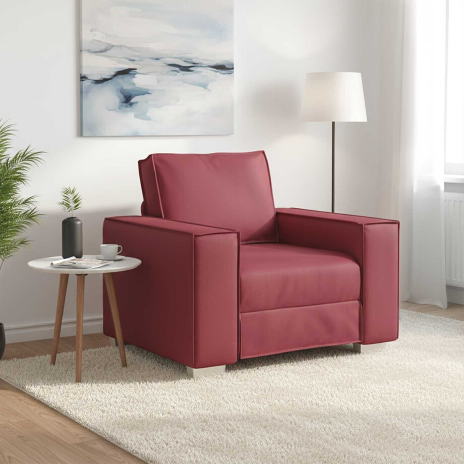 vidaXL Sofa Stoel Wijnrood 100 cm Nep Leer vidaXL Sofa Stoel Wijnrood 100 cm Nep Leer afbeelding 1