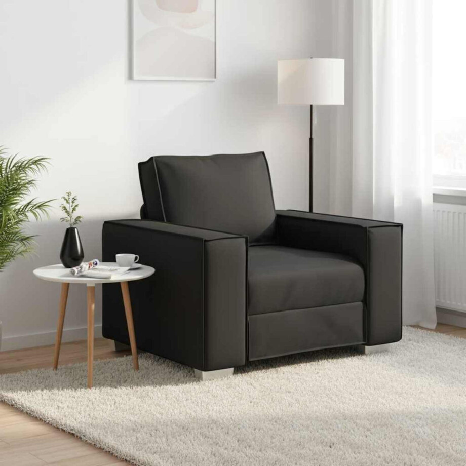 vidaXL Sofa Stoel Zwart 100 cm Nep Leer vidaXL Sofa Stoel Zwart 100 cm Nep Leer afbeelding 1