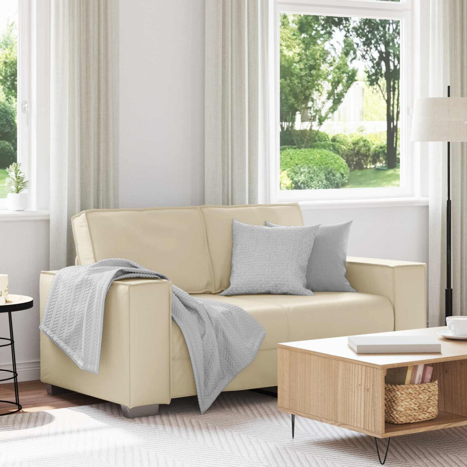 vidaXL Loveseat Crème 160 cm Nep Leer vidaXL Loveseat Crème 160 cm Nep Leer afbeelding 1