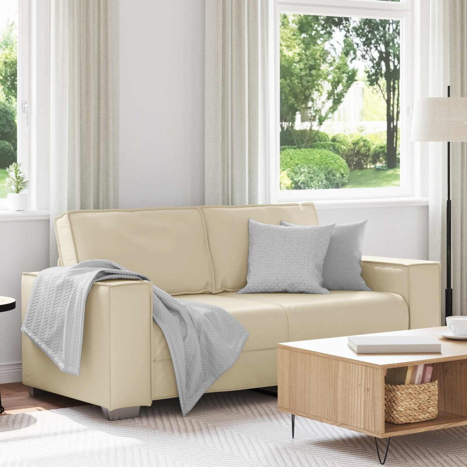 vidaXL Loveseat Crème 180 cm Nep Leer vidaXL Loveseat Crème 180 cm Nep Leer afbeelding 1