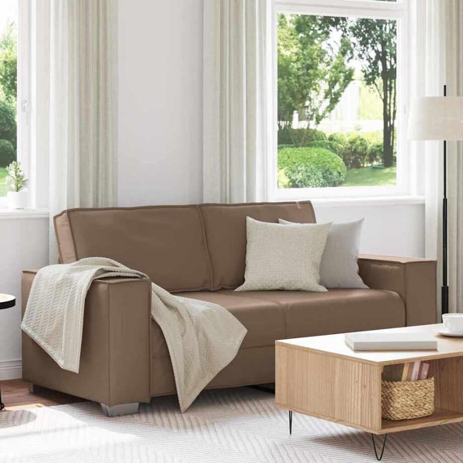 vidaXL Loveseat Cappuccino 180 cm Nep Leer afbeelding 1