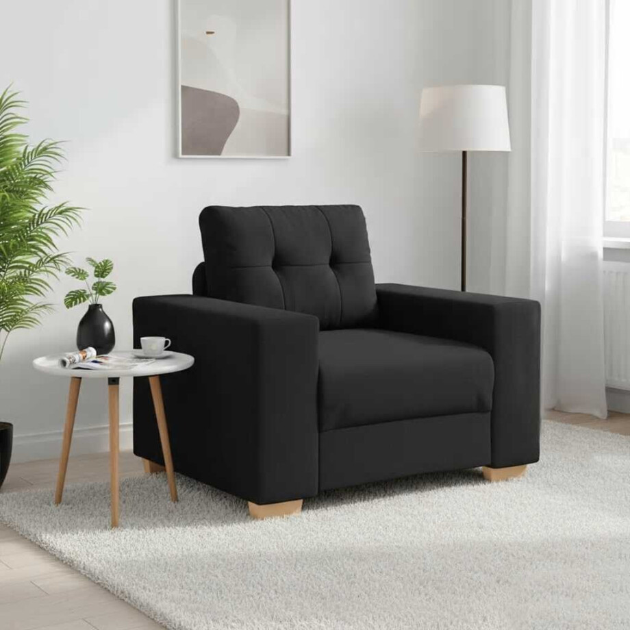 vidaXL Fauteuil 60 cm stof zwart afbeelding 1