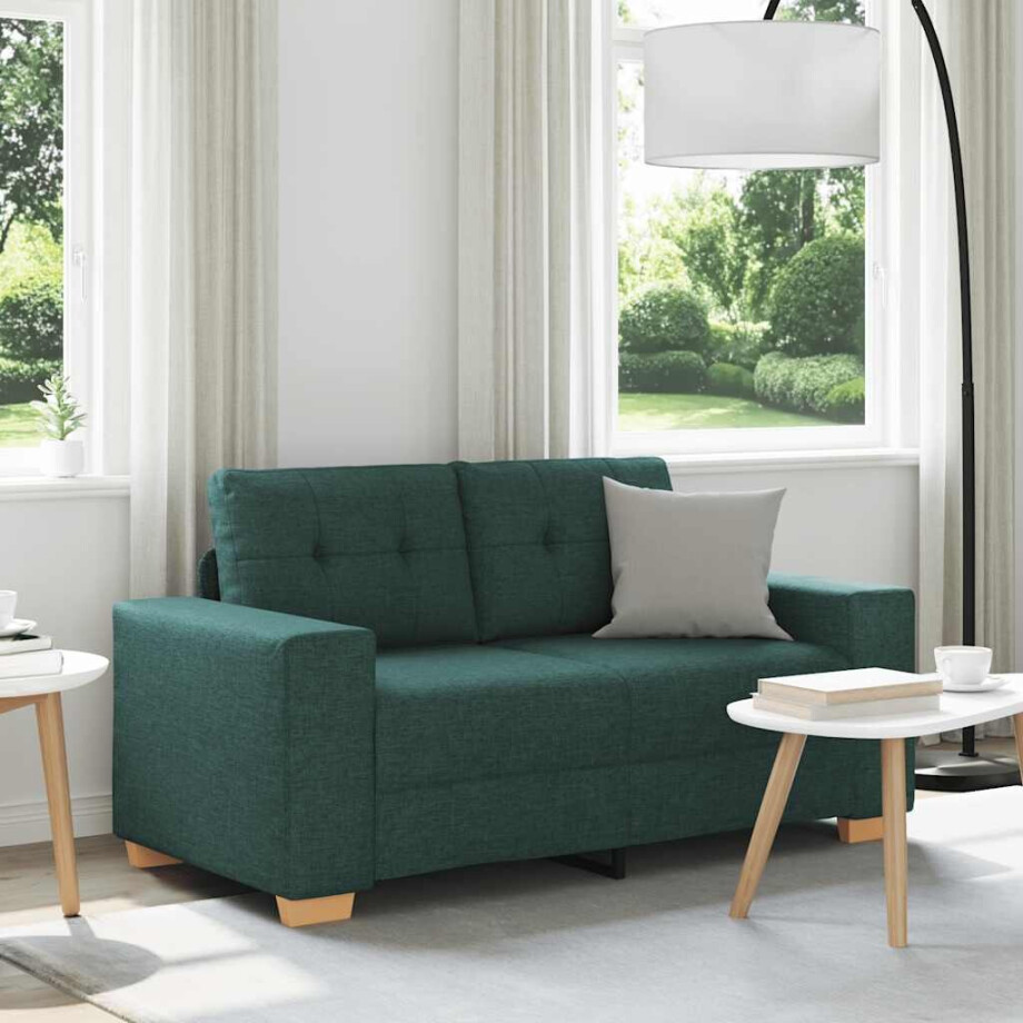 vidaXL Loveseat Sofa Donkergroen 120 cm Stof afbeelding 1