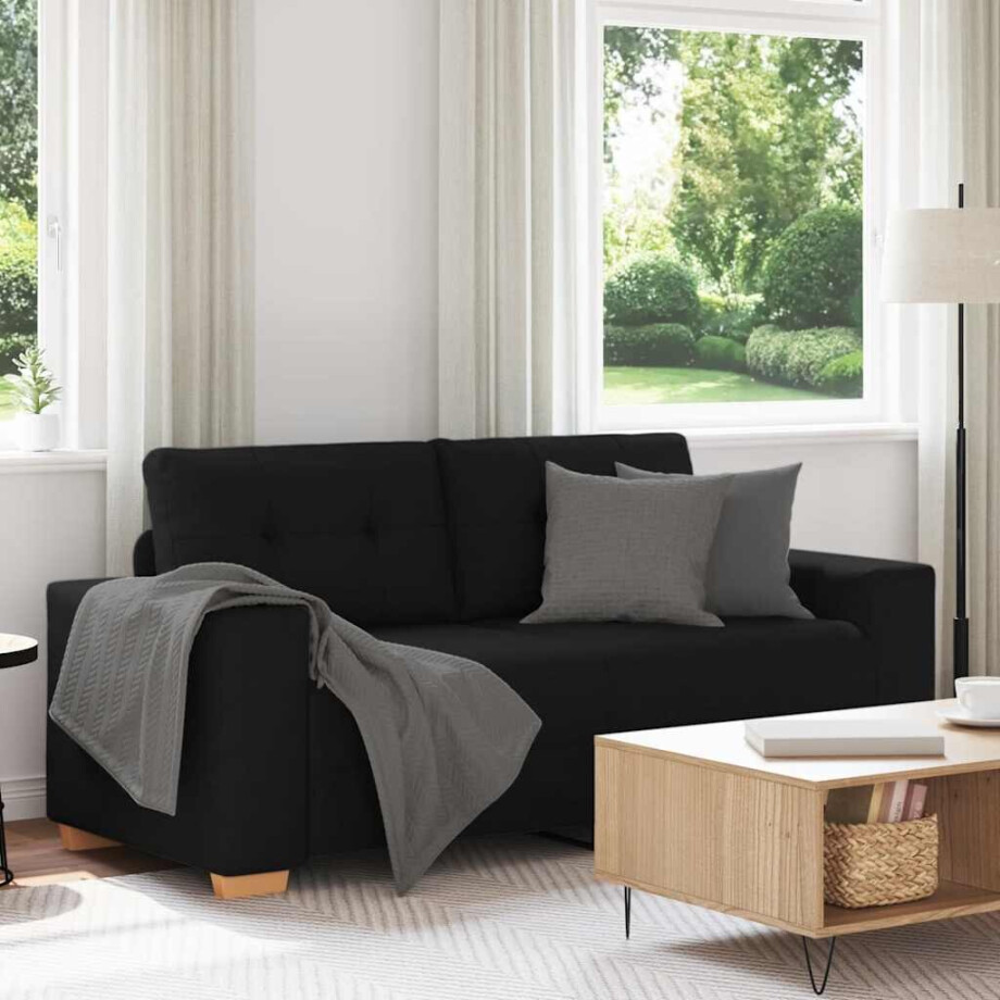 vidaXL Loveseat bank 180x77x82 cm stof zwart vidaXL Loveseat bank 180x77x82 cm stof zwart afbeelding 1