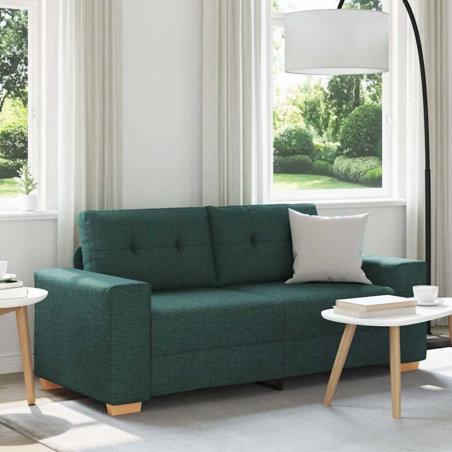 vidaXL Loveseat Bank Donkergroen 140 cm Stof afbeelding 1