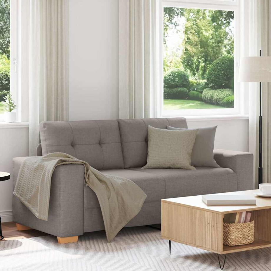 vidaXL Loveseat Bank Taupe 140 cm Stof afbeelding 1