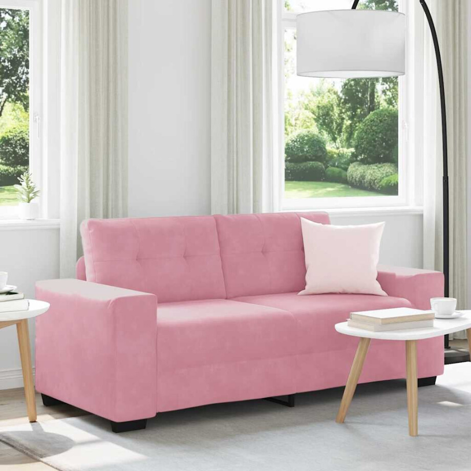 vidaXL loveseat bank roze 180x77x82 cm fluweel afbeelding 1