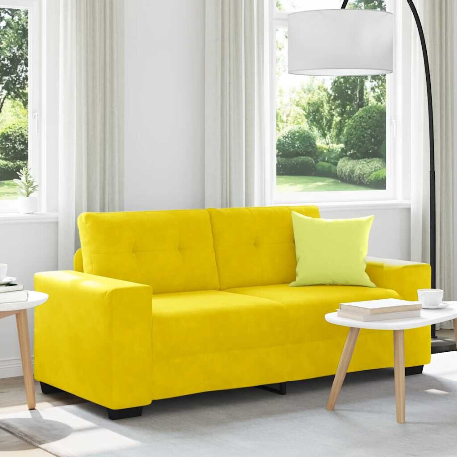 vidaXL Loveseat Sofa Geel 140 cm Fluweel afbeelding 1