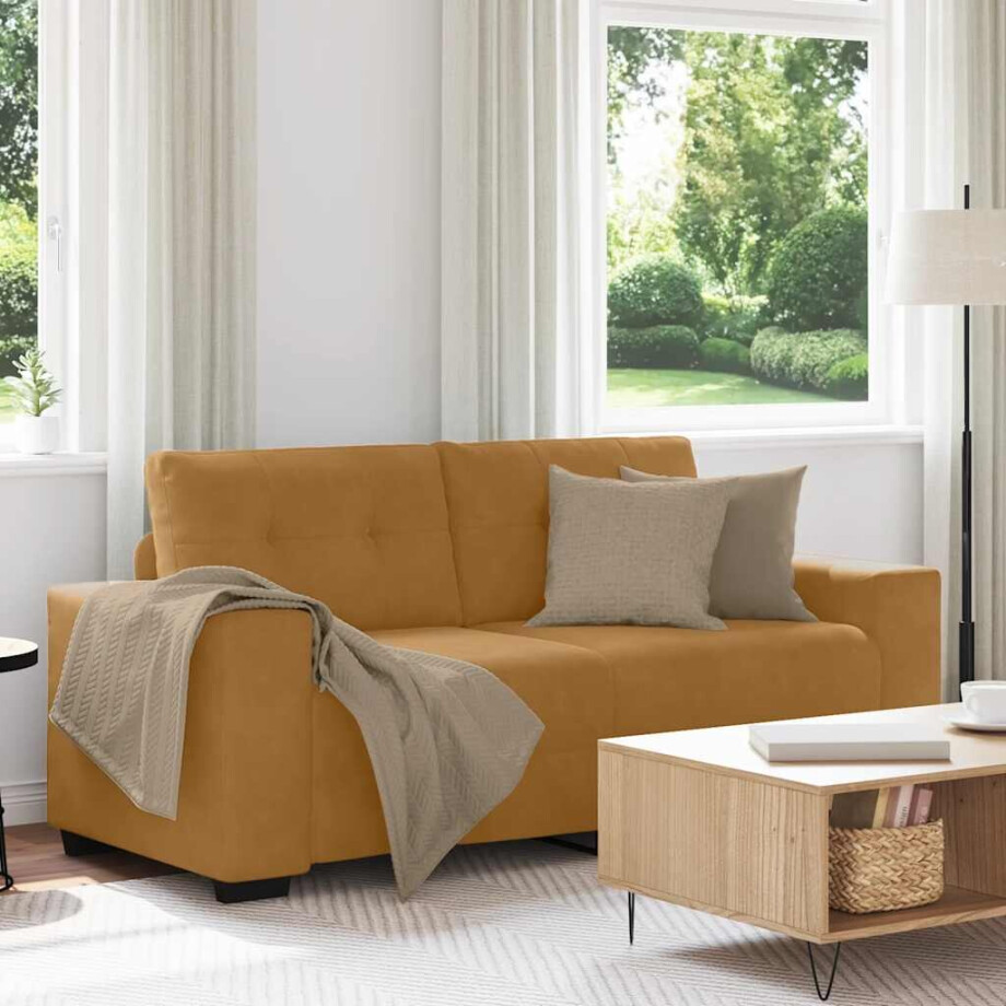 vidaXL Loveseat Sofa Bruin 180x77x82 cm Fluweel vidaXL Loveseat Sofa Bruin 180x77x82 cm Fluweel afbeelding 1