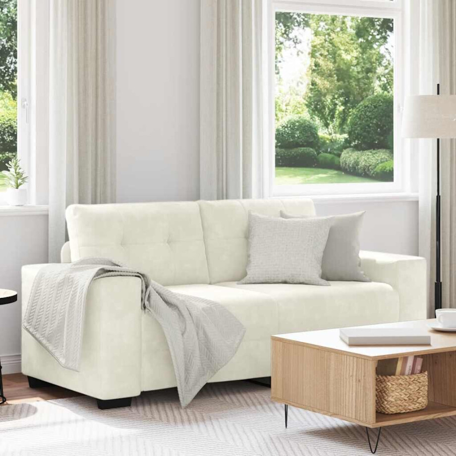vidaXL Loveseat Sofa Crème 140 cm Fluweel afbeelding 1