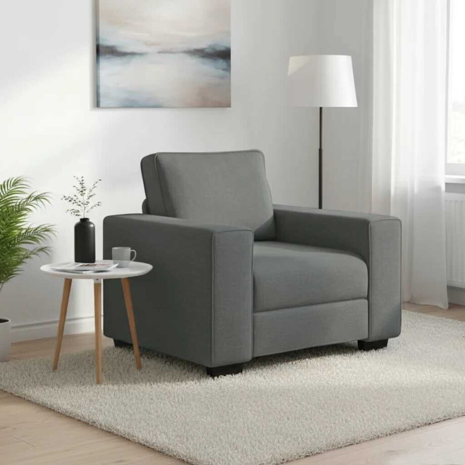 vidaXL Fauteuil 60 cm stof donkergrijs afbeelding 1
