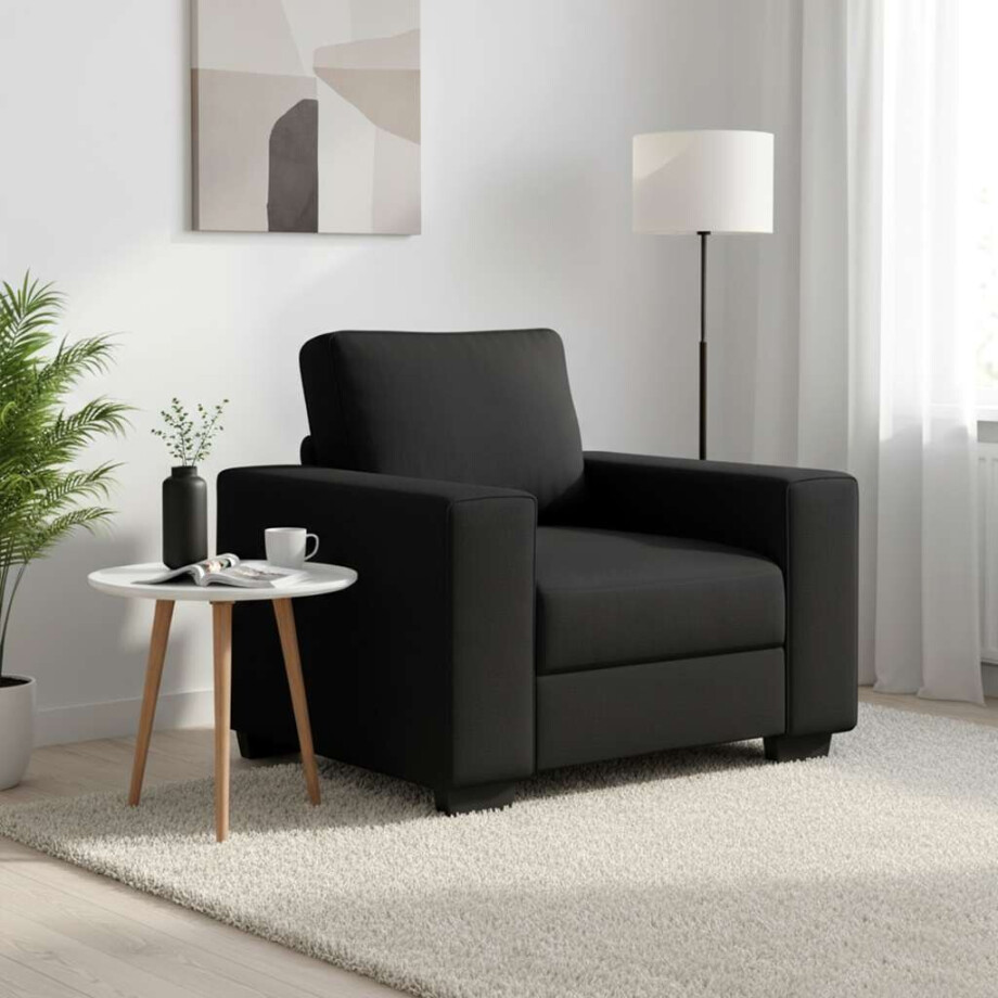 vidaXL Fauteuil 60 cm stof zwart afbeelding 1