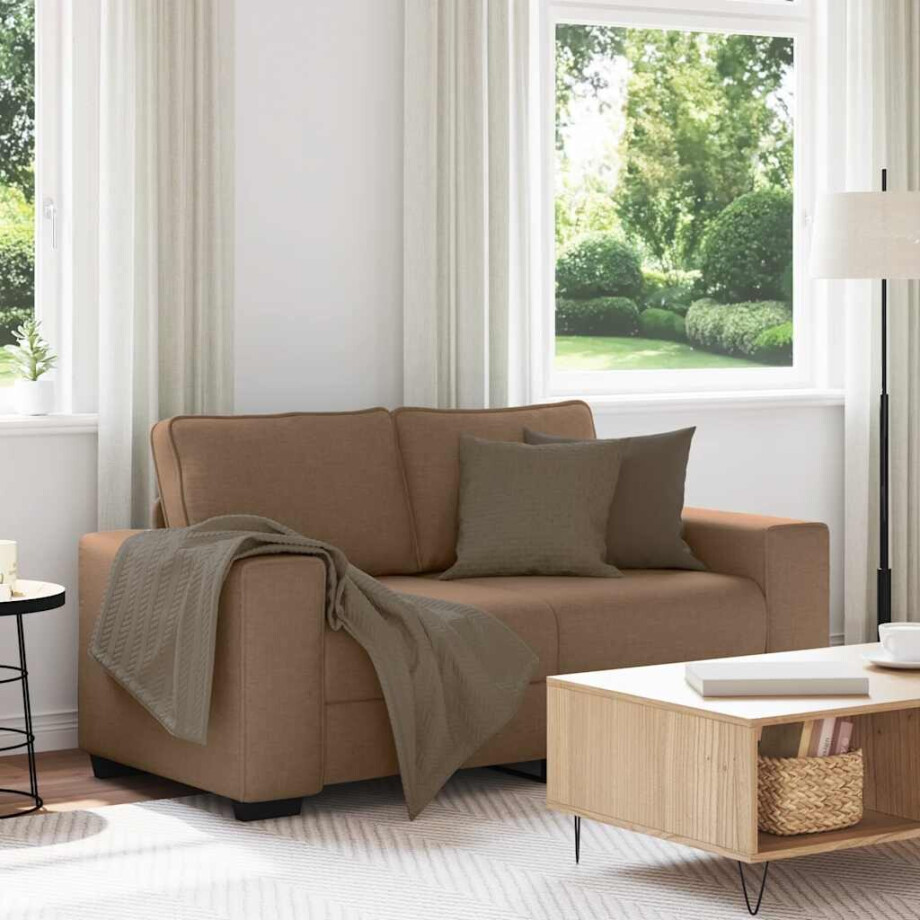 vidaXL 2-zitsbank bruin 160x77x82 cm stof vidaXL 2-zitsbank bruin 160x77x82 cm stof afbeelding 1