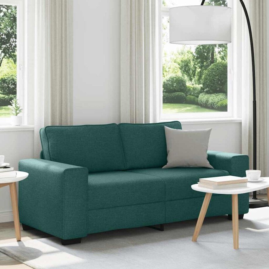 vidaXL 2-zitsbank donkergroen 140 cm stof afbeelding 1