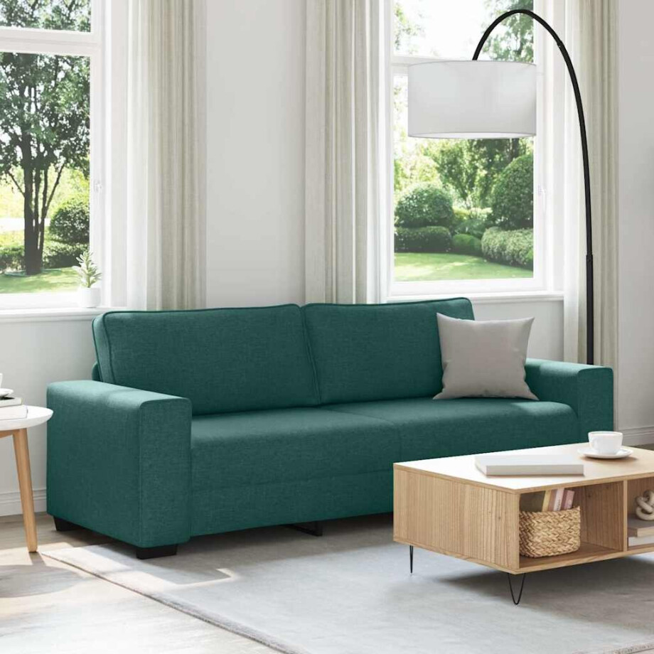 vidaXL 3-zitsbank donkergroen 220x77x82 cm stof vidaXL 3-zitsbank donkergroen 220x77x82 cm stof afbeelding 1